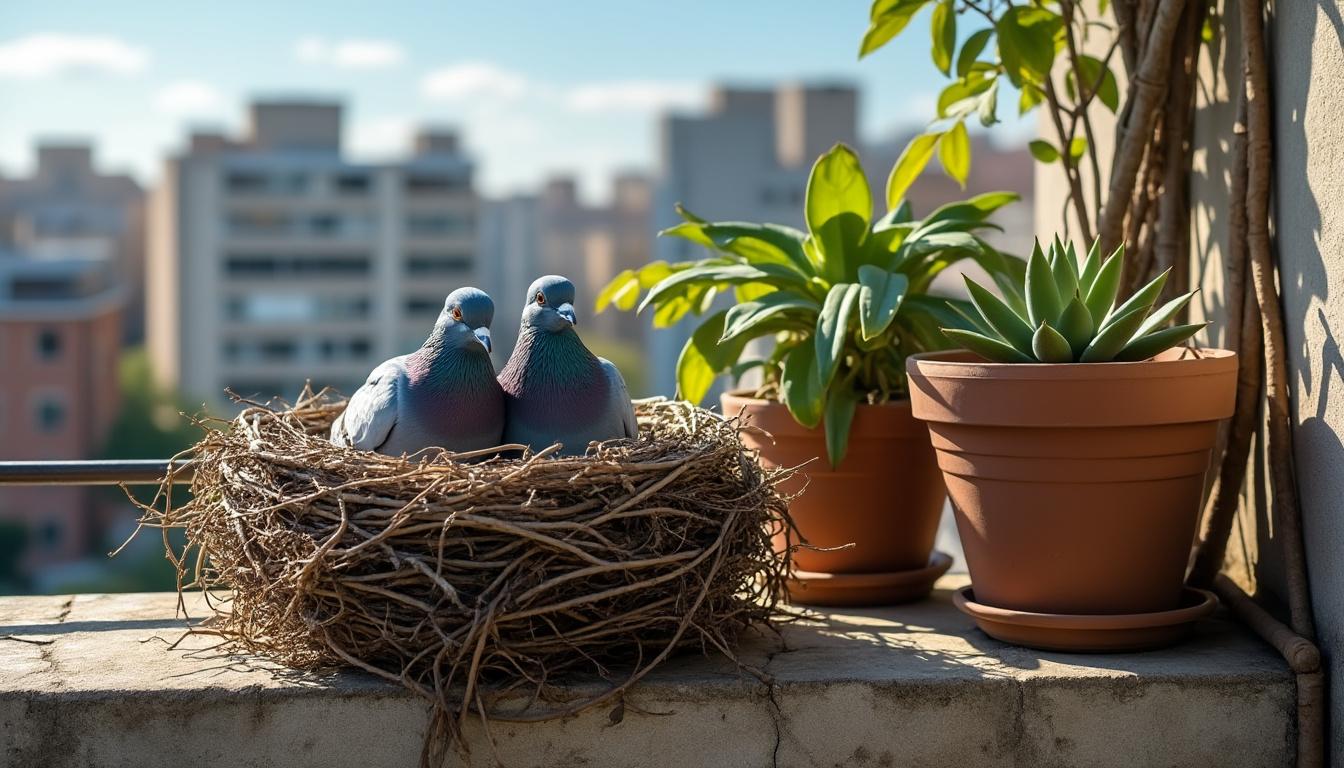 Nid de pigeon sur mon balcon signification : ce que cela symbolise et comment réagir
